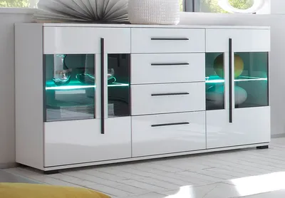 Produktbild von Sideboard "Design-D" in weiß Hochglanz Kommode 150 x 86 cm Anrichte