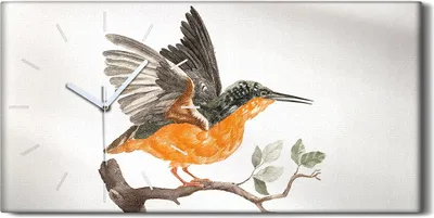 Produktbild von Wandkunst Leinwand Bild Uhr Geräuschlos 60x30 Zeichnung Tier Vogel Zweig Kunst - weiße Hände