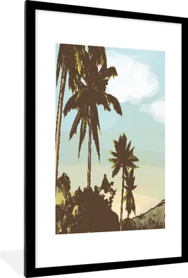 Produktbild von MuchoWow® MuchoWow® Gerahmtes Poster Palme - Himmel - Düne 60x90 cm - Poster mit zchwarzem Bilderrahmen - Dekoration - Wandposter Wohnzimmer - Hochwertig