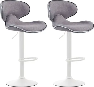 Produktbild von 2er Set Barhocker Las Vegas V2 Stoff weiß hellgrau