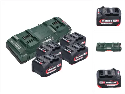 Zdjęcie produktu dla Zestaw podstawowy Metabo 4x akumulator Li-Power 18 V 4,0 Ah CAS Li-Ion ( 4x 625027000 ) + podwójna szybka ładowarka ASC 145 DUO ( 627495000 )