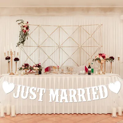 Produktbild von Just Married Girlande Weiß 2.4m Wimpelkette Hochzeitsdeko Auto Zeremonie