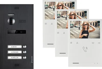 Produktbild von BALTER EVO QUICK Video Türsprechanlage Schwarz Set für 3-Familienhaus 3x 4,3" Monitor