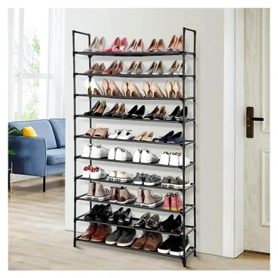 Produktbild von Schuhregal, 5-10 Ebenen, aus Eisen, platzsparend, für 40-50 Paar, Höhe 176 cm