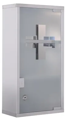 Immagine prodotto di Armadietto medico con 3 scomparti, kit di pronto soccorso, acciaio inossidabile, 25x12x48 cm (argento)
