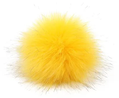 Kunstfell-Pompons, 10 Stück, gelb, 15 cm, mit Druckknopf