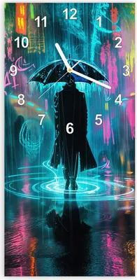 Produktbild von Wanduhr aus Glas mit Motiv Regen bei Nacht- 30 x 60 cm - inkl. Aufhängesystem