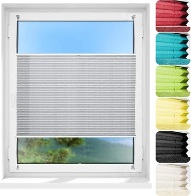Produktbild von Plissee Faltrollo Magic moderner Sichtschutz Fensterrollo ohne Bohren Hellgrau 120x200 cm