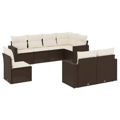 Produktbild von 8-tlg. Garten-Sofagarnitur mit Kissen Braun Poly Rattan