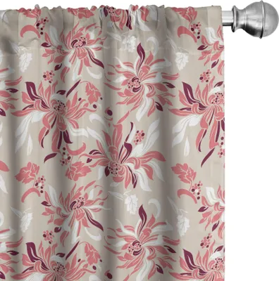 Produktbild von ABAKUHAUS Blumen Vorhänge, Gardinen, Nette wirbelte Florets in Pastelltönen Romantisches Shabby Chic-Duft-Muster, 2 Stück 75 x 225 cm, Beige Coral Maroon