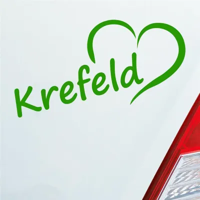 Produktbild von Auto Aufkleber Krefeld Herz Stadt City Liebe Love Heart 16,5x8 cm Hellgrün Sticker Heckscheibenaufkleber