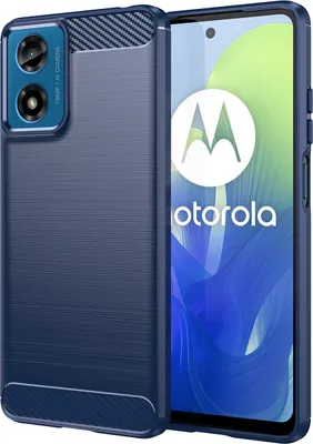 Produktbild von Hülle für Motorola Moto G04/G24 Carbon-Faser Weich TPU Silikon Stoßfest Handyhülle Blau