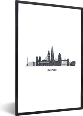 Produktbild von MuchoWow® Gerahmtes Poster London - England - Skyline 60x90 cm - Poster mit Schwarzem Bilderrahmen Wandposter Rahmen Foto Bilder - Kunst