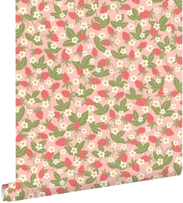 Produktbild von ESTAhome Tapete Erdbeeren Grün und Rosa 50 x 900 cm