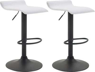 Produktbild von CLP 2er Set Barhocker Dyn V2 Kunstleder höhenverstellbar und drehbar weiß Gestell Farbe schwarz
