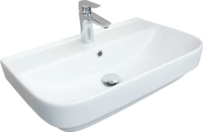 Produktbild von Waschbecken Slim Waschtisch Überlauf Spülbecken Keramik Hängewaschbecken 55cm