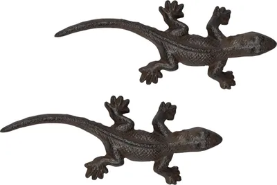 Produktbild von Dekofigur Eidechse aus Gusseisen, Braun, 19x8x4 cm, wetterfest für den Garten