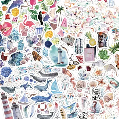 Obrázek produktu pro 240 Stück Ästhetische Marine Aufkleber PET Transparent für Scrapbooking Basteln Laptops Bullet Journal