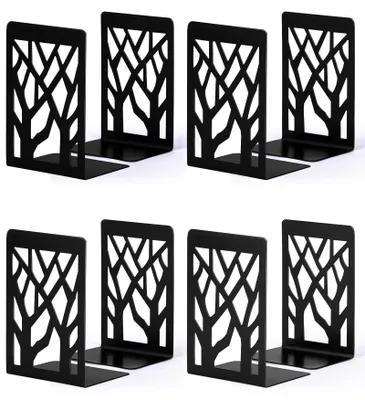 Image de Lot de 4 serre-livres noirs en métal, idéal pour les livres lourds