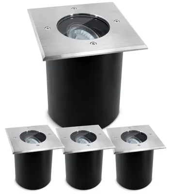 Produktbild von SSC-LUXon 4x JUAVI LED Bodeneinbauleuchte schwenkbar Außen IP67 - LED GU10 2W warmweiß 230V - Bodenstrahler Gartenspot Terrassenbeleuchtung