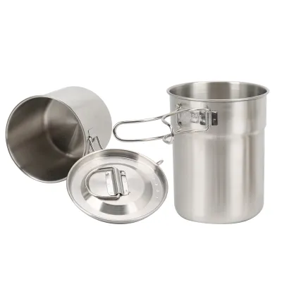 Obrázok produktu pre 2 kusy Hrnček na varenie z nehrdzavejúcej ocele Skladací vonkajší hrniec na varenie Camping Cookware