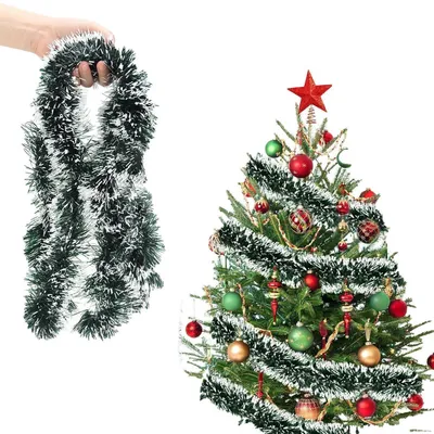 Produktbild von Weihnachtsgirlande 10m künstlich Grün-Weiß PVC Innen Außen