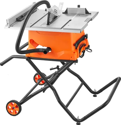 Produktbild von SucceBuy Tischkreissäge mit Ständer, 10 Zoll, 8 Ampere, 25 Zoll maximale Schnittkapazität, 4800 U/min Schnittgeschwindigkeit, 40-Zahn-Sägeblatt, tragbare kompakte Baustellen-Tischkreissäge