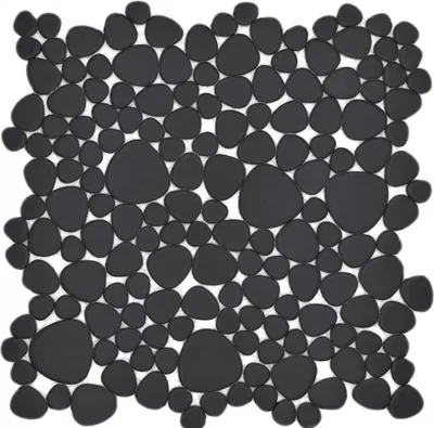 Produktbild von Mosaikfliese Keramik Mosaik Kiesel uni schwarz matt Fliesenspiegel Küche Bad MOS12-0311_f