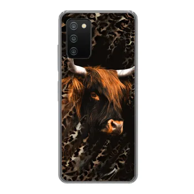 Produktbild von MuchoWow® Handyhülle Schutzhülle Hülle für Samsung Galaxy A03s Schottischer Highlander - Pantherdruck - Schwarz Silikon Softcase Handy Hülle - Schutz