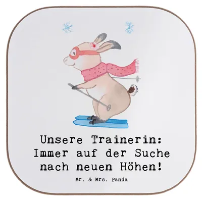 Produktbild von Mr. & Mrs. Panda Untersetzer für Gläser Skispringen Trainerin - Weiß - Geschenk, Coaster, Flaschenuntersetzer, Tassenuntersetzer, Glas, Wintersport, Danksagung, Sportart