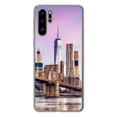 Produktbild von MuchoWow® Handyhülle Schutzhülle Hülle für Huawei P30 Pro Brooklyn Bridge und die New Yorker Skyline Silikon Softcase Handy Hülle - Schutzdeckel