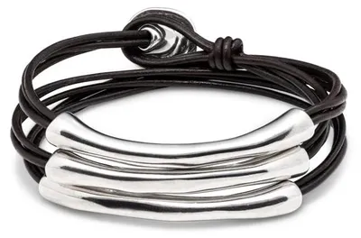 Obrázok produktu pre Náramok pre dámy, strieborný, kožený, dĺžka 19 cm - PUL0856MARMTL0L