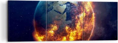 Produktbild von Bild auf Leinwand - Leinwandbild - Universum Erde Feuer Globus - 120x40cm - Wand Bild - Wanddeko - Leinwanddruck - Bilder - Kunstdruck - Wanddekoration - Leinwand bilder - Wandkunst - CA120x40-2875