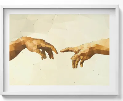 Produktbild von Erschaffung von Adam– Wandbild mit Rahmen – Gerahmtes Bild  – Wanddekoration – 80x60 cm –  Weiß Rahmen