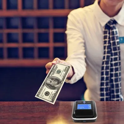 Immagine prodotto di Verificatore di banconote - Colore nero - Rilevamento UV e infrarossi - Adatto per euro e dollari