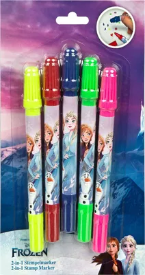 Image de Marqueur à tampon 2-en-1 Frozen 5 Feutres de coloriage