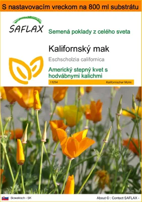 Obrázok produktu pre SAFLAX Garden in the bag - Kalifornský mak - Eschscholzia californica - 1500 Semená - S pestovateľským substrátom v praktickom samostaviteľnom vrecku