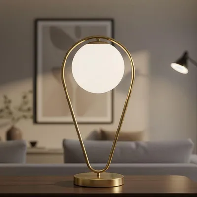 Immagine prodotto di Lampada da tavolo in vetro e ferro, dimensioni 25x18x50 cm, finitura oro e bianco, modello Glamy di Mauro Ferretti, ideale per appoggiare oggetti