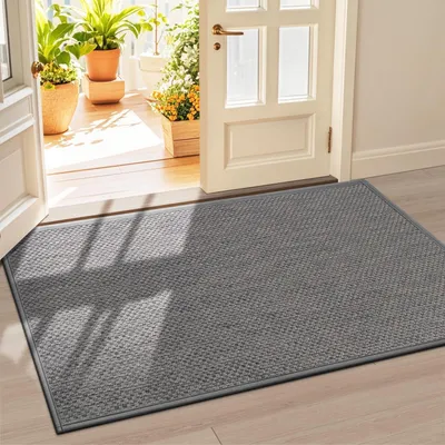 Productafbeelding van Binnenmat 90 x 150 cm, lichtgrijs, antislip, wasbaar, absorberend