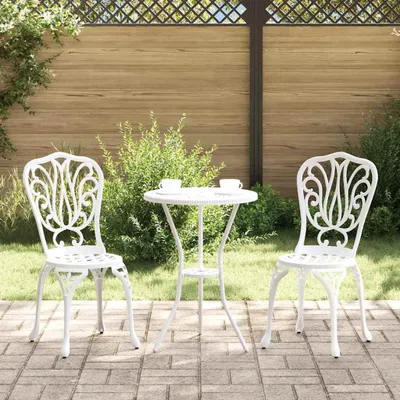 Image de Ensemble de table et chaises rond - Ensemble de table et chaises pour l'extérieur - Ensemble de table à manger d'extérieur - Mobilier de balcon - Mobilier en aluminium - Design résistant aux intempéries