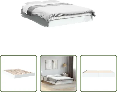 Produktbild von The Living Store Bettgestell Weiß 135x190 cm Holzwerkstoff