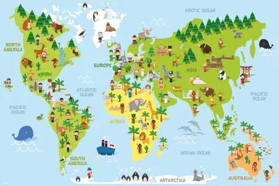 Obrázek produktu pro Dětská mapa světa - plakát - Dětská mapa světa