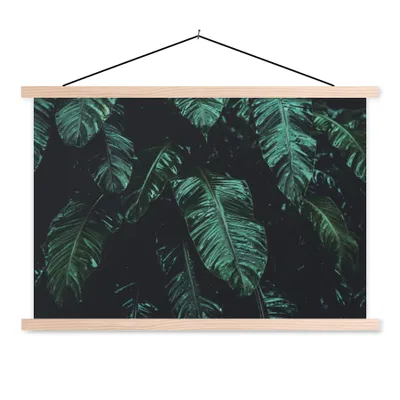 Produktbild von MuchoWow® Textilposter Dschungel - Palme - Blätter - Tropisch 120x80 cm mit holzfarbenen Rahmen - Aufhängeset