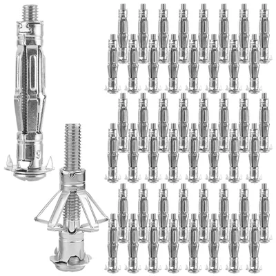 Zdjęcie produktu dla Elzusha - 50 sztuk metalowych, hollowych kołków ściennych M6 x 52 mm do płyt gipsowo-kartonowych