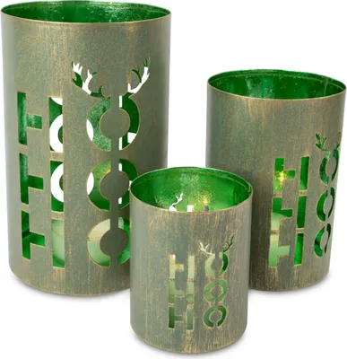 Produktbild von Laternen 3er Set "HoHoHo" | Grün | Metall | Verschiedene Größen bis 20×12,5 cm | 13435
