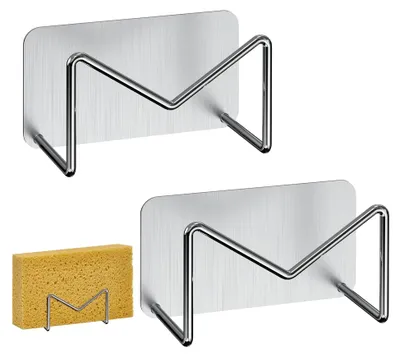 Produktbild von 2er Set Edelstahl-Schwammhalter für die Spüle, selbstklebender Organizer für die Küche