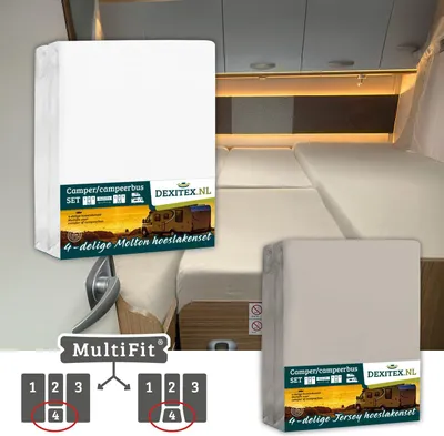 Image de Ensemble textile 4 pièces avec matelas central -1 ensemble de draps-housses (4 pièces) et 1 ensemble de draps-housses (4 pièces) - 1 Molton + 1 Sable - 1Molton+1Sable