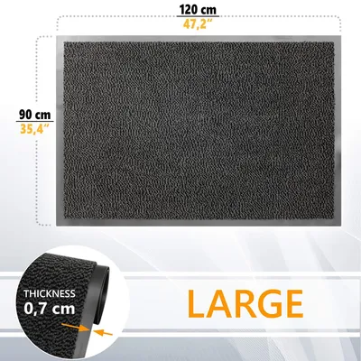 Image de Tapis de sol noir anthracite, 90x120 cm, imperméable, pour l'entrée