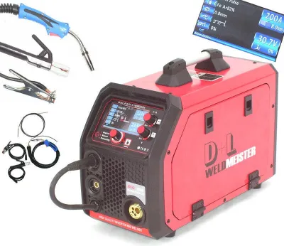 Produktbild von MIG/MAG Doppelpuls Schutzgas Schweißgerät 200 LCD synergische WIG MMA CuSi 13959