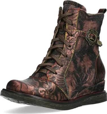 Produktbild von Laura Vita Damen Stiefelette Blumenmuster und florale Schnalle Ercnaulto 43, Größe:37 EU, Farbe:Braun